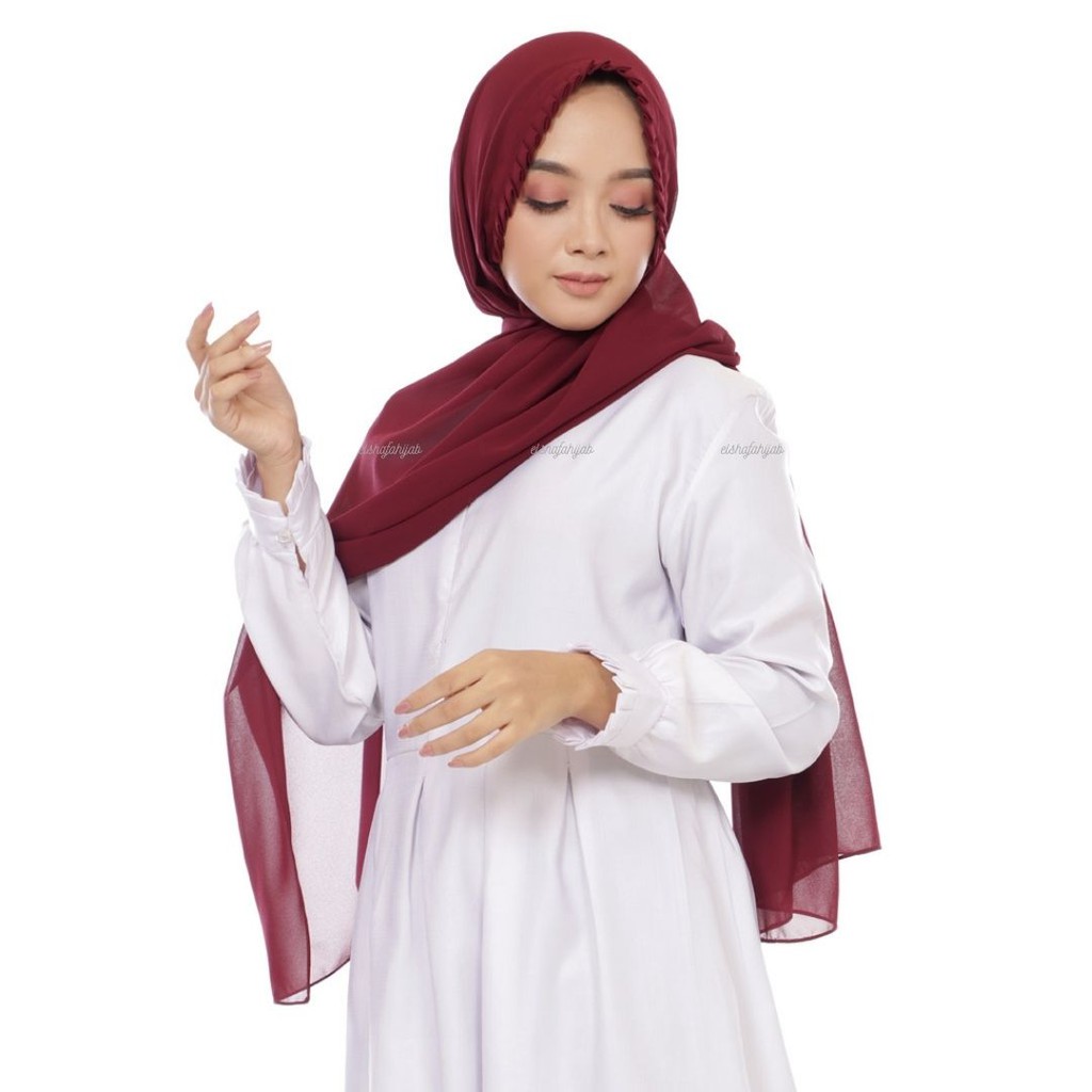 JILBAB PASHMINA CERUTY BABYDOLL LIPIT / HIJAB PASMINA TALI CERUTI / PASTAL CERUTY DENGAN MODEL LIPIT / PASMINA  175 x 75 Cm SERENA