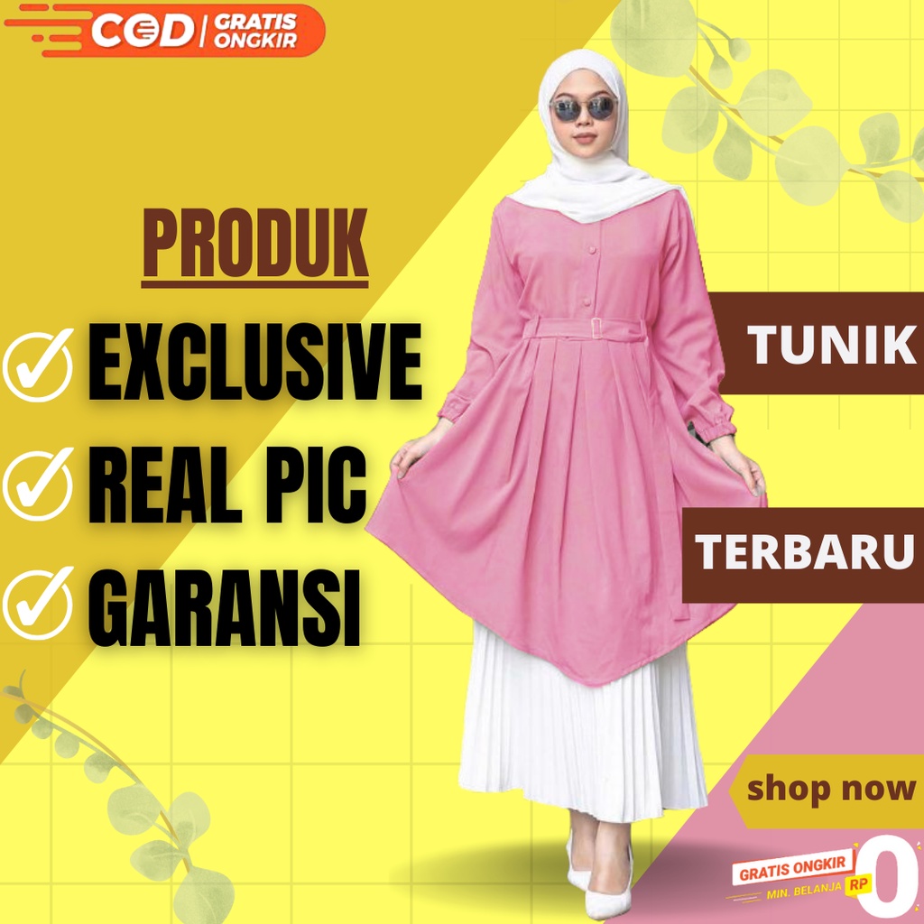 Atasan Tunik Baju Muslim Terbaru Fasion Fashion Wanita Lengan Panjang Long Tunik  Wanita Terbaru 2021 Kekinian 2022 PREMIUM EXCLUSIVE  Bisa COD TUNIK DUSTY PINK
