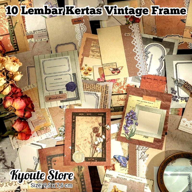 

10 Lembar Kertas Dekorasi Scrapbook Paper Deco Vintage Collage Retro Journal Memo Aesthetic