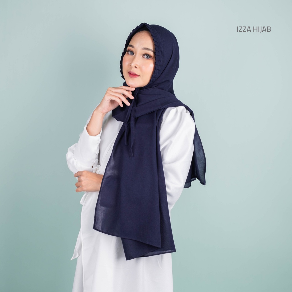 (1KG=11pcs) Pashmina Tali Lipit KCB Premium Jahit Tepi Diamond Hijab Instan Original-navy