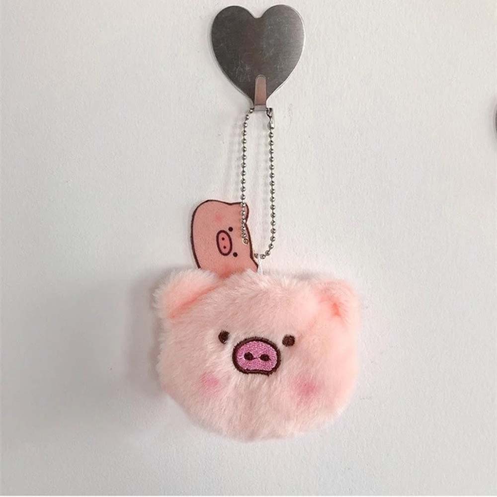 Needway  Cute Pig Keychain Wild Bag Pendant Plush Brooches PP Cotton Pig Head Pig Tail Cartoon Animal Fashion Pendant Couple Jewelry