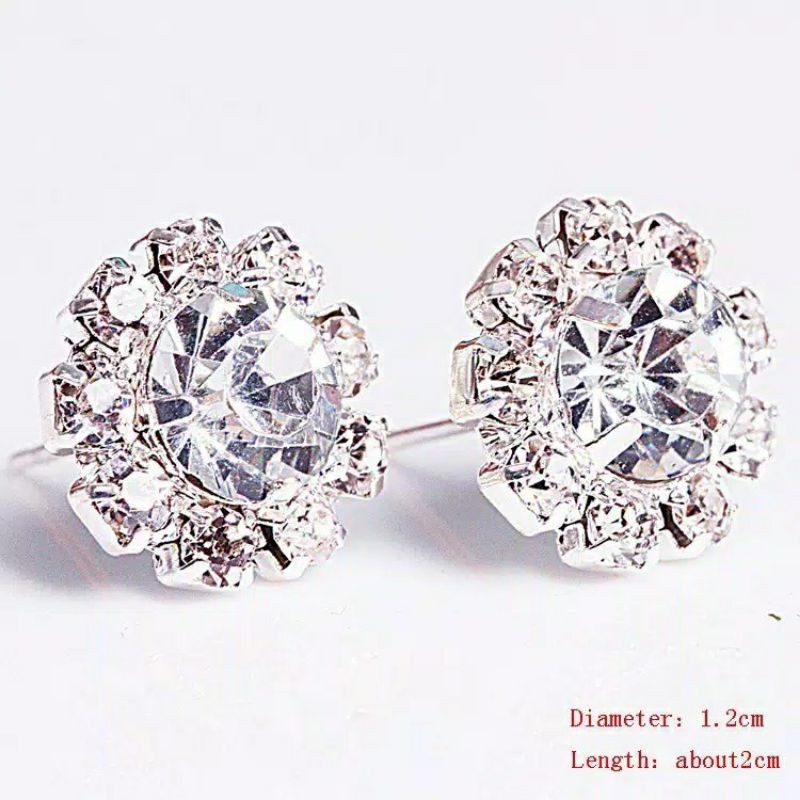 anting tusuk permata silver