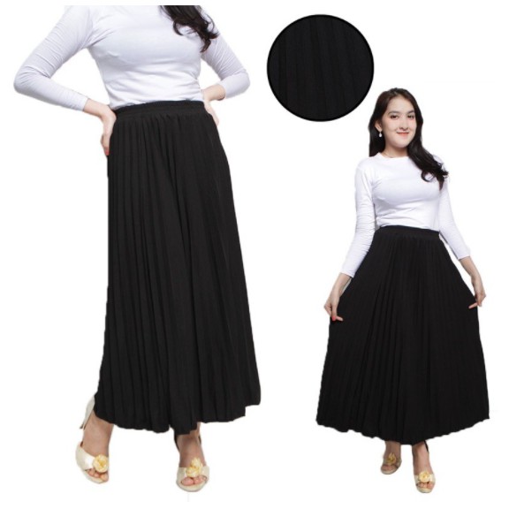ROK PLISKET PREMIUM / MAXI SKIRT PRISKET KULIT JERUK