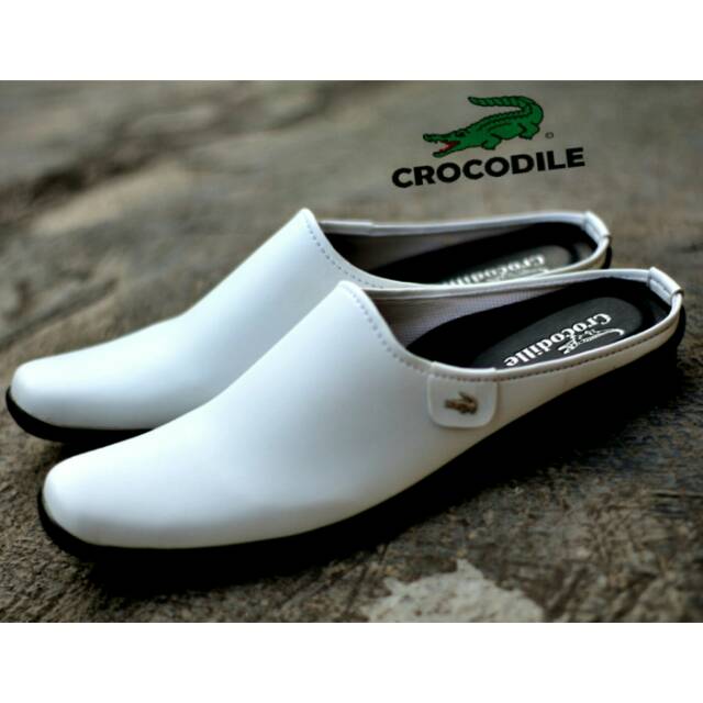 Sandal Bustong Pria | putih / Kulit / TPR | Crocodile