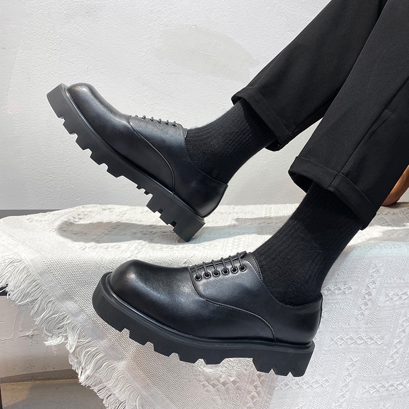 Pasokan Langsung Sepatu Kulit Pria    Korea  Sepatu Kulit Pria Kasual Platform Derby sepatu 15961-T