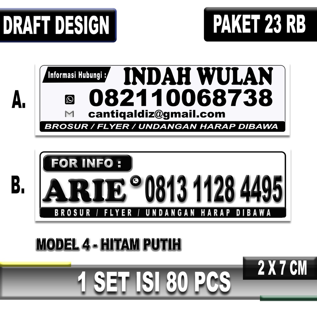 

bib Isi 80 Pcs Cetak/Custom Sticker Satu Warna Hitam Putih Stiker Label Nama Untuk Marketing Sales