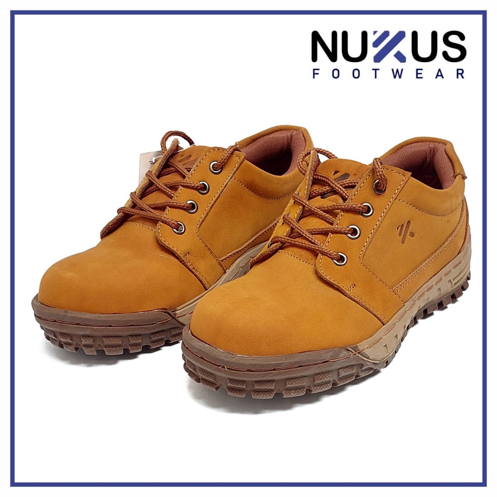 Nukus Safety Shoes Ujung Besi Tali Pendek Cokelat Tan - PT NB