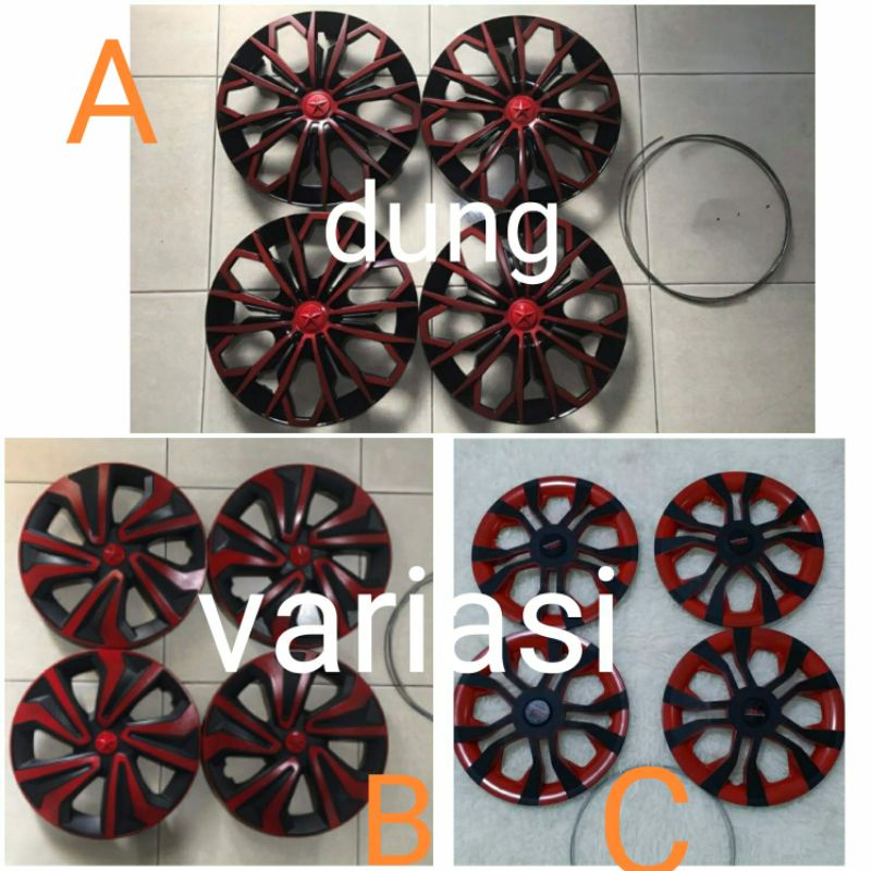 Dop velg cover tutup whelldop list Merah ring 13 & 14 mobil universal Agya Ayla Kijang Carry Avanza 