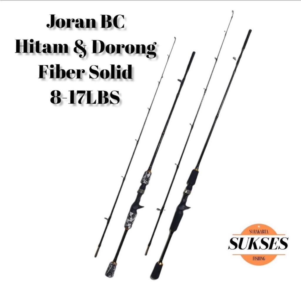 Joran BC Hitam dan Doreng 8-17 lbs 180cm Bahan Fiber Solid