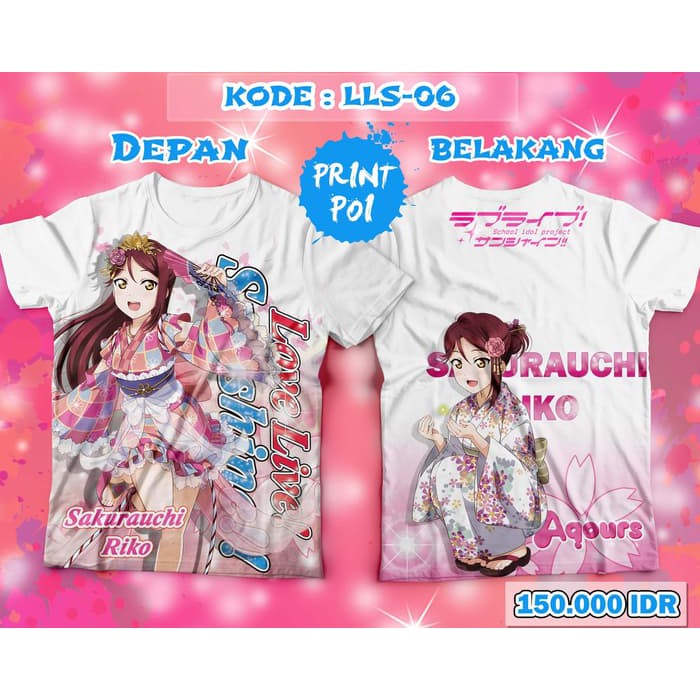 Kaos Full Print Love Live Sakurauchi Riko [Anime Fullprint]