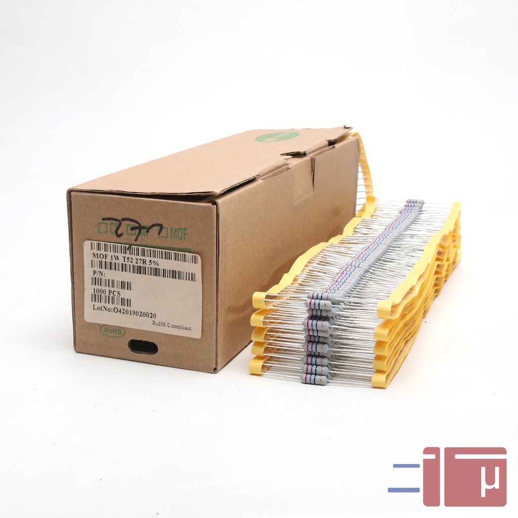 x10 Resistor 27R 27 Ohm 1W Metal Oxide 5% Taiwan Kaki Tembaga