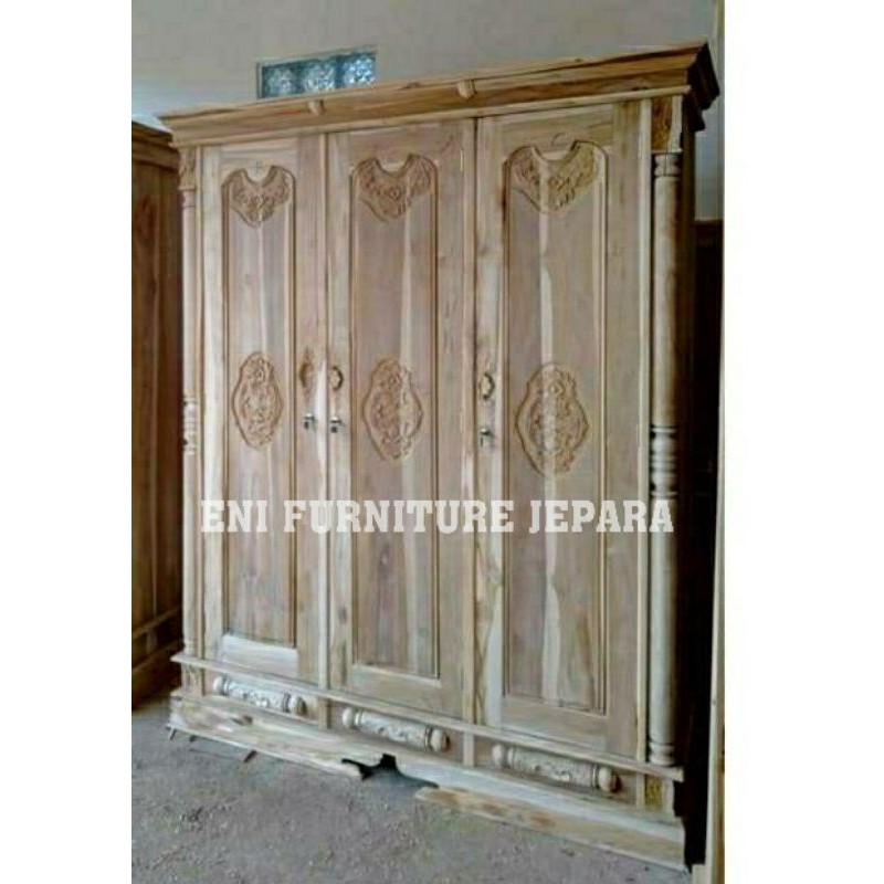 Lemari pakaian pintu 3 model peluru - lemari pakaian jati - lemari pakaian murah - lemari 3 pintu