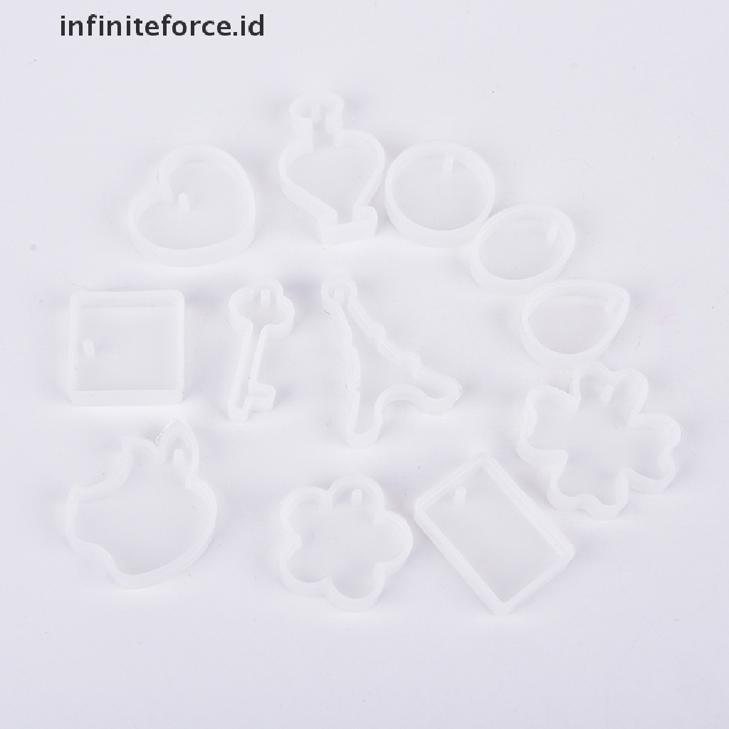 12pcs / set Cetakan Resin Bentuk Kunci Tetesan Air Bahan Silikon Untuk Membuat Perhiasan
