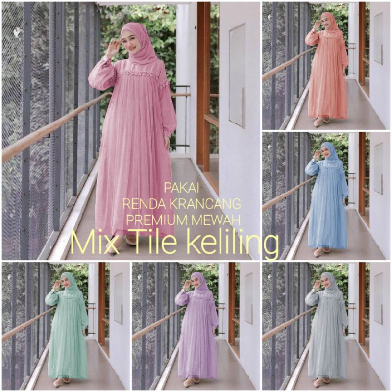 ELDE 12 - Maxi nuraini dress termurah TILE KELILING S M L XL XXL GAMIS NURNIA gamis renda pesta arab mewah murah terbaru premium Maxi Zoya / couple kemeja Kekinian Pakaian Wanita