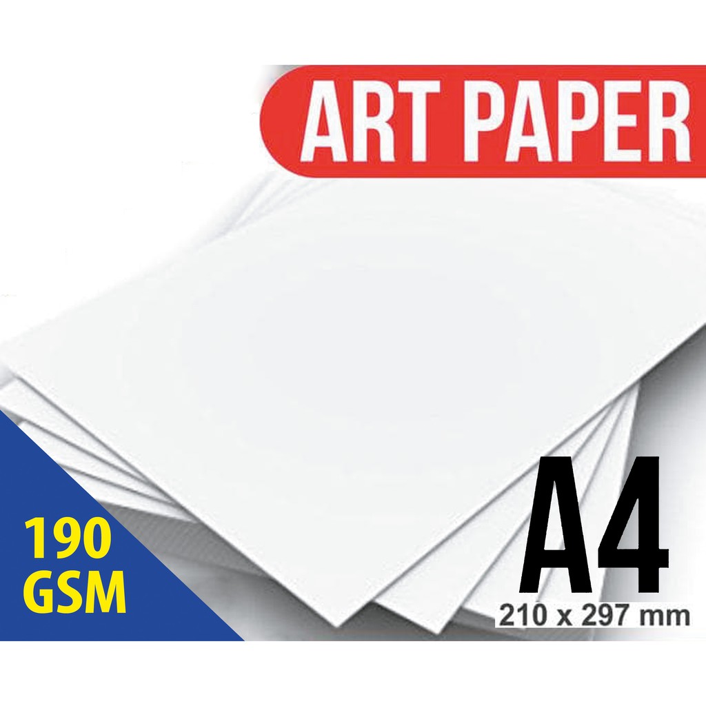 

Kertas Art paper / Art Carton 190 gram ukuran A4 putih glossy isi 100 pcs