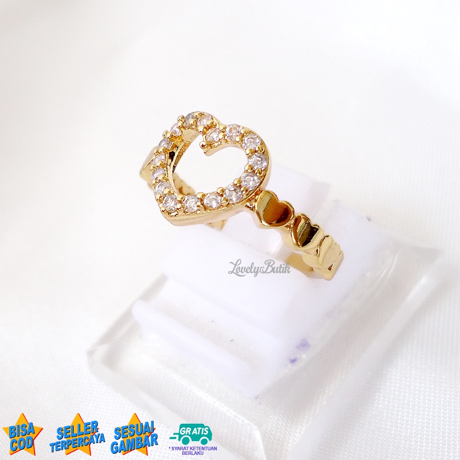 Cincin Xuping Anti Karat F3licia Cincin Wanita Remaja Terbaru Model Permata Love Lovelybutik