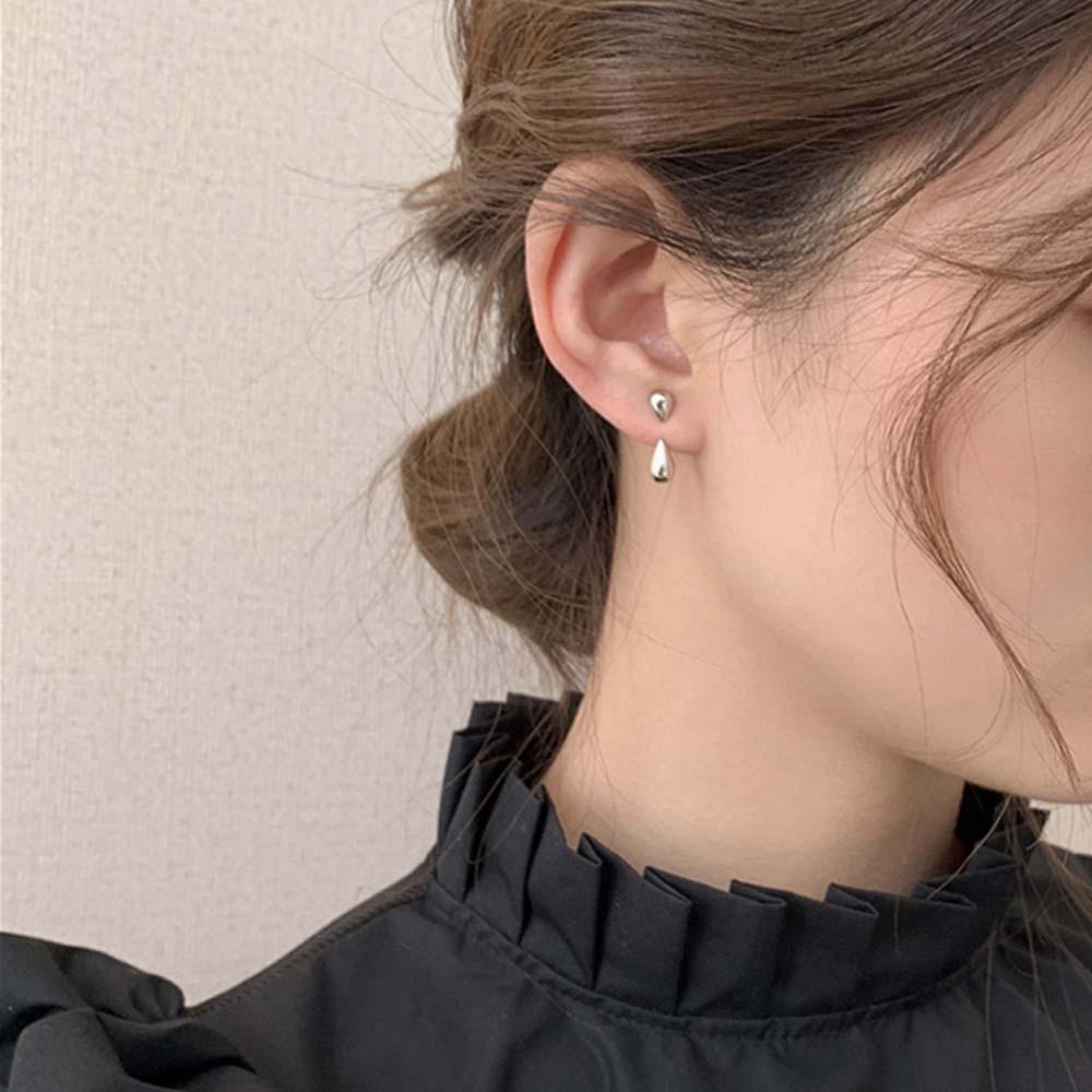 Anting Berbentuk Drop Agustinina Hadiah Korea Dua Cara Memakai Warna Emas Perak Perhiasan Fashion