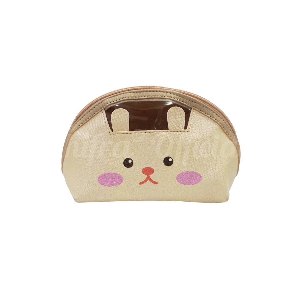 Shifra Tempat Masker Pouch Sanitizer Pouch Kosmetik Make Up Animal Ears Oval Blue Brown Orange Pink Peach Yellow