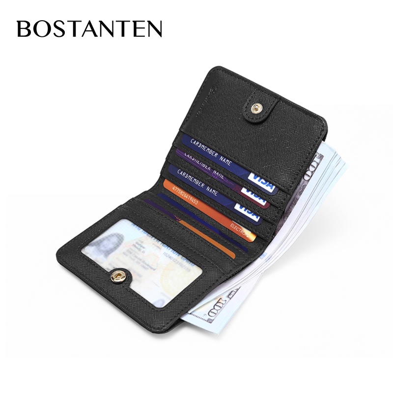 Bostanten Dompet Lipat untuk Wanita Dompet Pendek dengan Pemegang Kartu Gesper Magnetik Dompet untuk Wanita