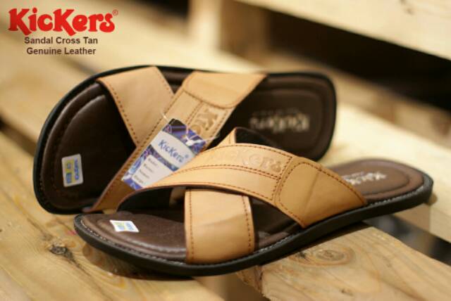 SANDAL KULIT ASLI KICKERS CROSS