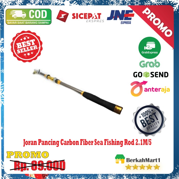 Joran Pancing Carbon Fiber Sea Fishing Rod 5 Segments 2.1M