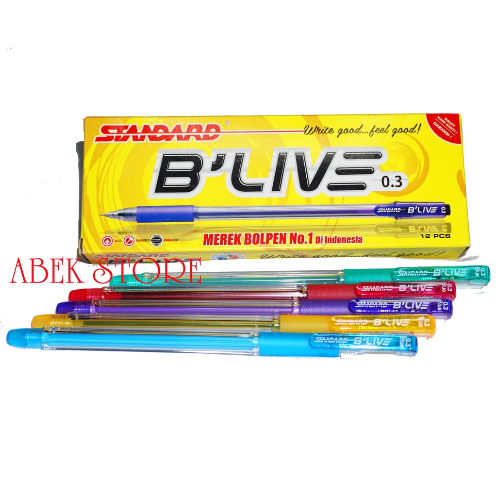 

Pulpen Standard B'Live 0.3 mm ISI 12 pcs ( 1 Pak ) Standard BLIVE