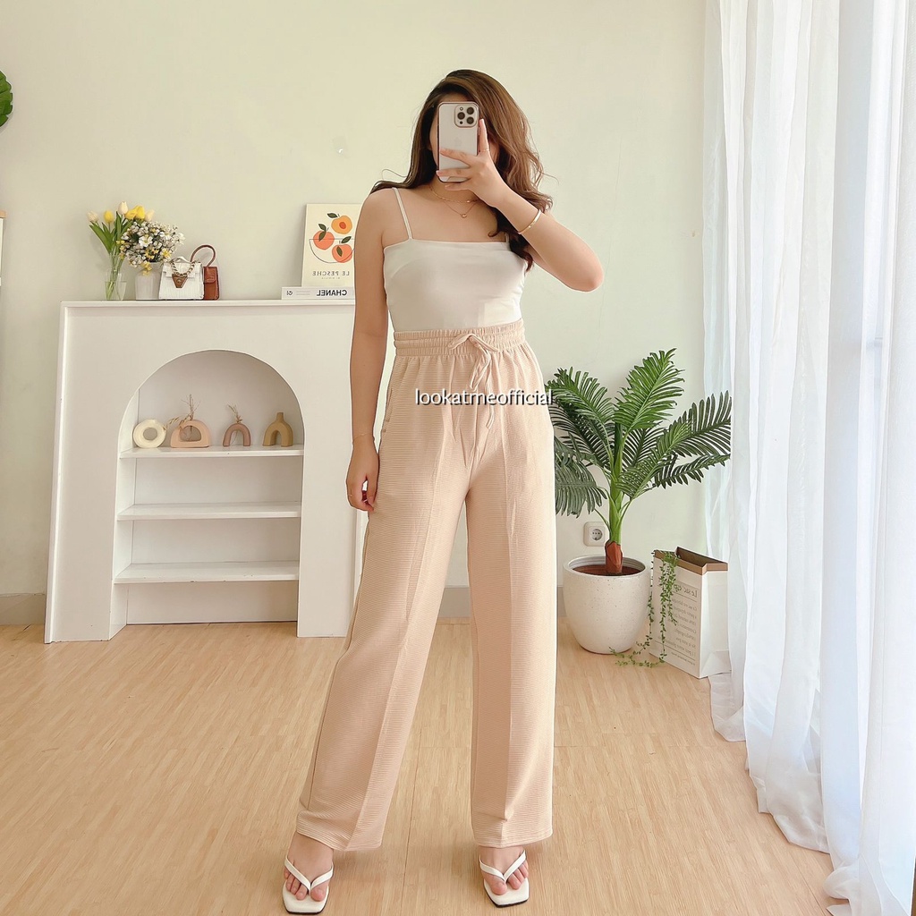 lookatmeofficial - Laurent Knit Pants - Celana Kulot Basic Highwaist Murah Berkualitas