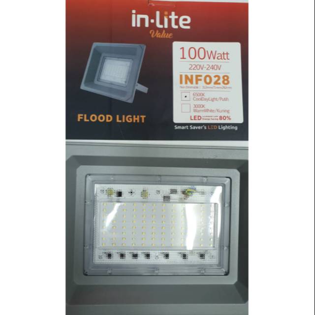 Lampu Outdoor Light / Lampu Sorot LED 100 watt Putih Tipe INFO28 In-Lite