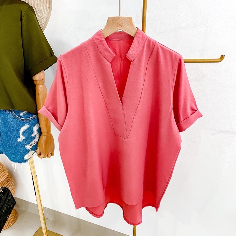 Double Lucky / Vee Top / Atasan Torino / Baju Atasan Wanita / Blouse-Pink
