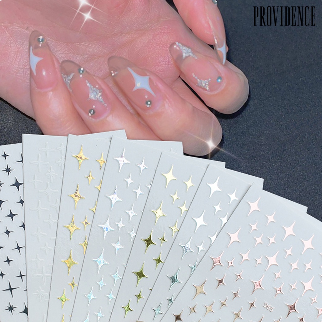 Providence 7Pcs/Set Nail Meteor Decals Back Glue Easy to Stick Glitter Starlight Meteor 3D Manicure Stickers for Female