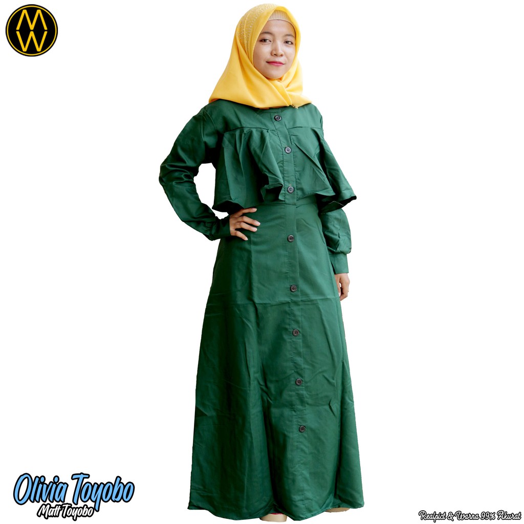 Gamis Katun Toyobo / Gamis Rumbai Depan / Gamis Kancing / Gamis Katun Ima (Olivia)