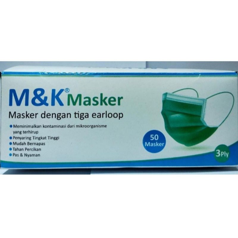 M&K Masker 3ply Earloop