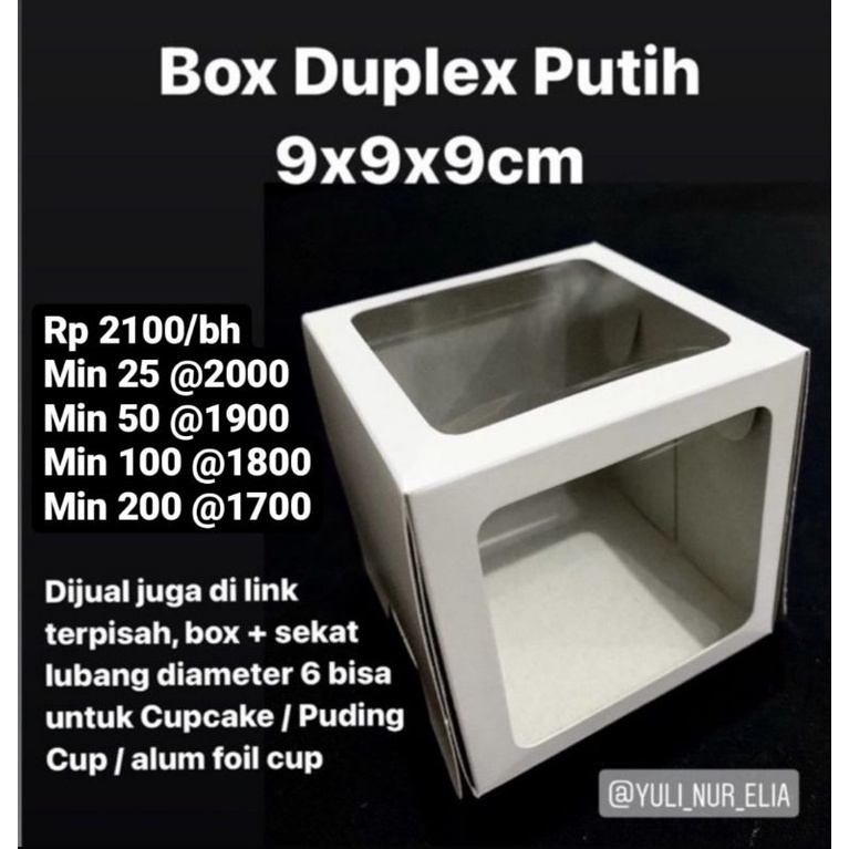 

Box Duplex Putih 9x9x9cm Tanpa Sekat