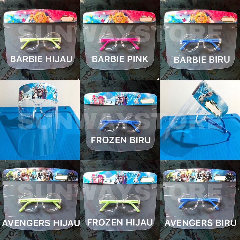 FACESHIELD KACAMATA ANAK KARAKTER / FACE SHIELD KARAKTER ANAK / FACESHIELD ANAK KARAKTER