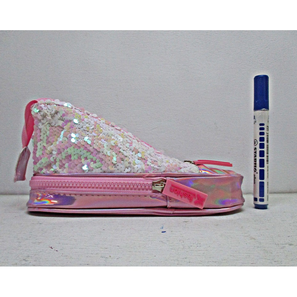 

Kotak Pensil sequin Sepatu Import Payet Manik-manik PINK Putih