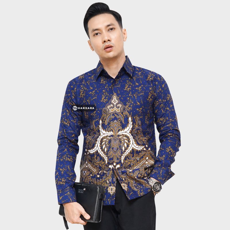 Kemeja Batik Pria Lengan Panjang Bahan Katun Halus Lapis Furing