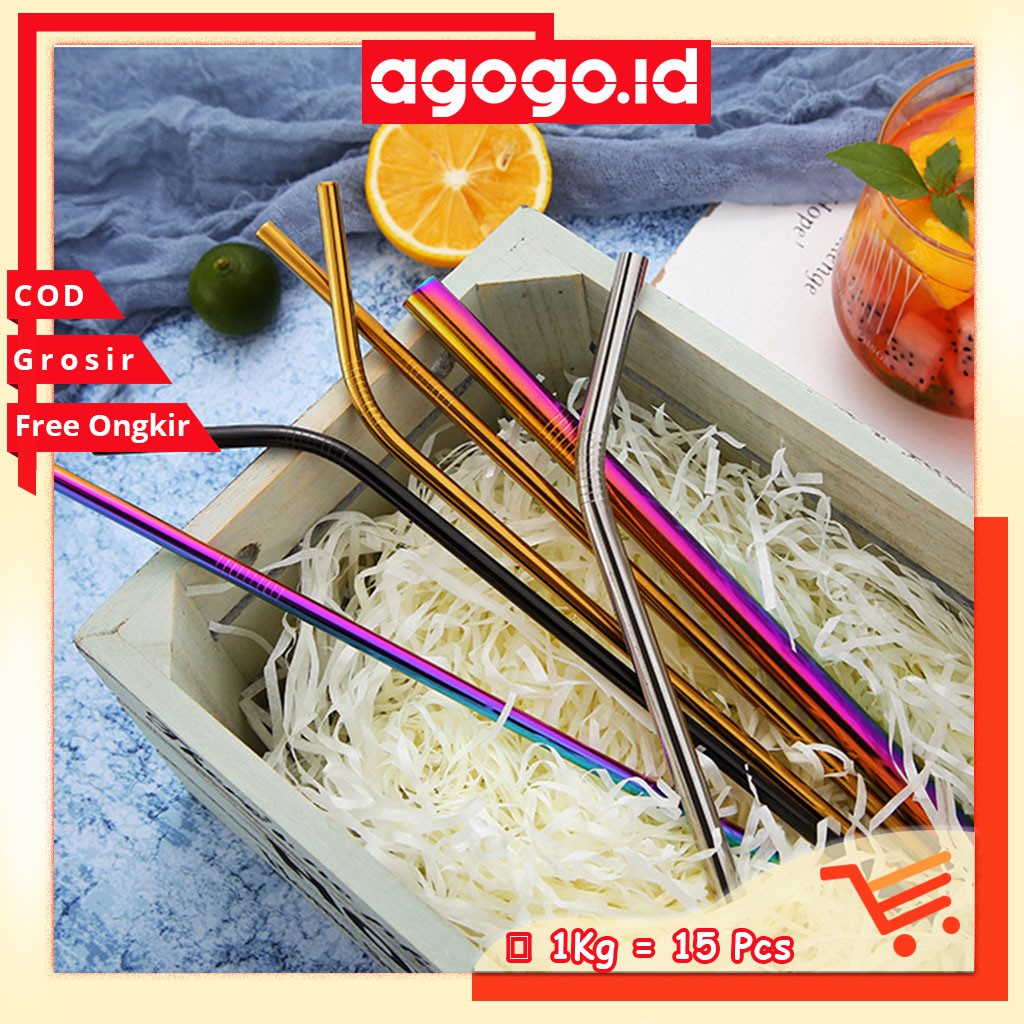 AGG-74 Sedotan minuman 5 in 1 Bahan Stainless Steek Straw Reusable / Sedotan stainless