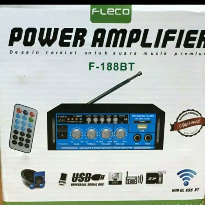 Paling Laris!!! Power Amplifier Fleco F-188BT Bluetooth USB Karaoke + Mp3 player + FM Radio