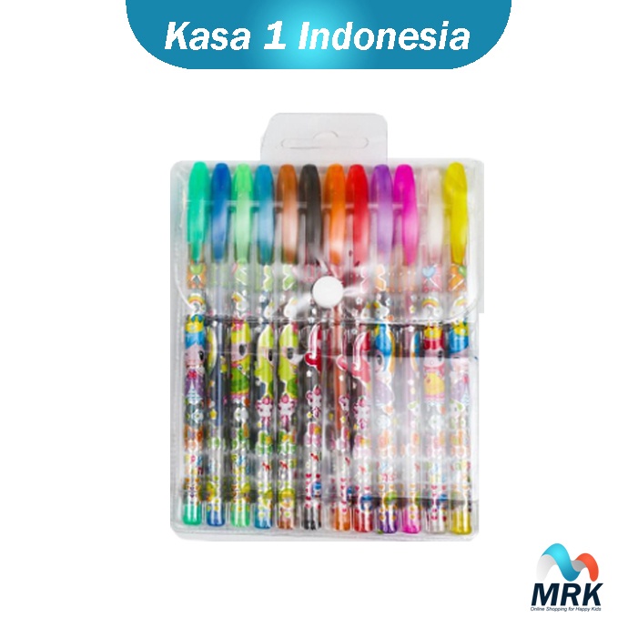 

12 PCS Pulpen Glitter Pen Motif Tinta Warna-Warni Alat Tulis Fancy