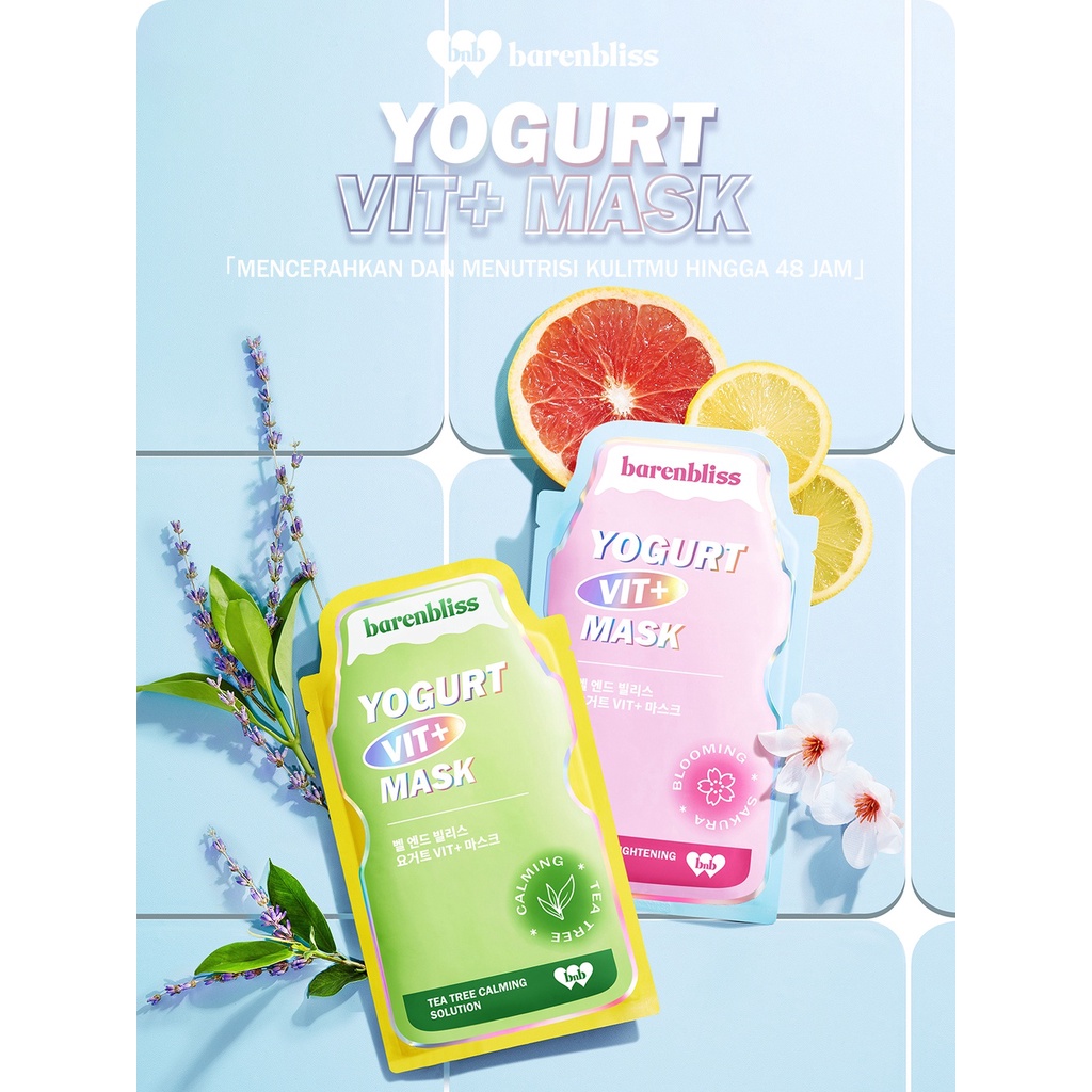 BNB barenbliss Yogurt Vit+ Mask - Calming Sheet Mask Korea Essence Serum Masker Wajah Skincare 25ml