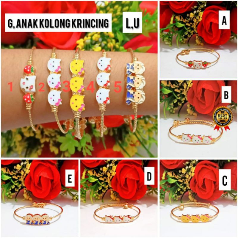 Gelang tangan anak anak Titanium motif banyak pilihan model dan bentuk nya lapis emas gold