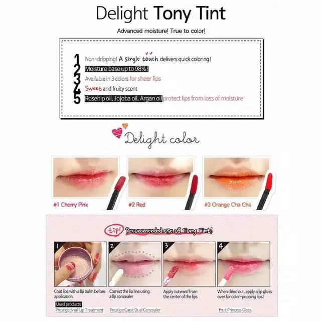 TONYMOLY ORIGINAL 100% Delight Tony Tint (LIPTINT)