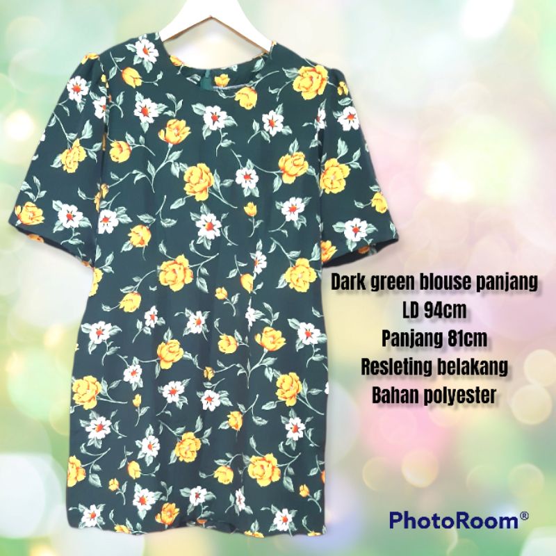 Dark green blouse panjang wanita