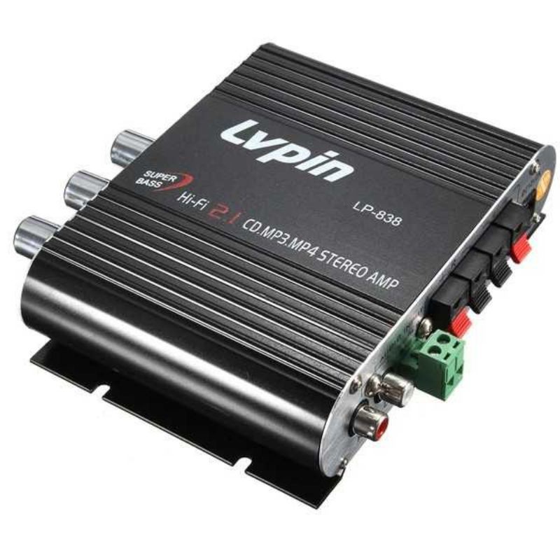 Amplifier LVPIN Mini HiFi Stereo Treble Bass Booster 12V 20W LP-838