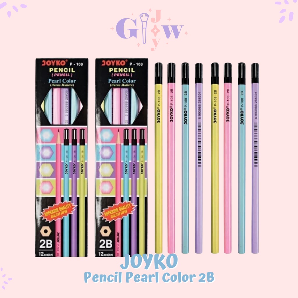 A52 JOYKO pensil pearl color pencil warna mutiara pastel ungu pink biru kuning yellow purple lilac blue merah muda atk alat tulis kantor murah kualitas super