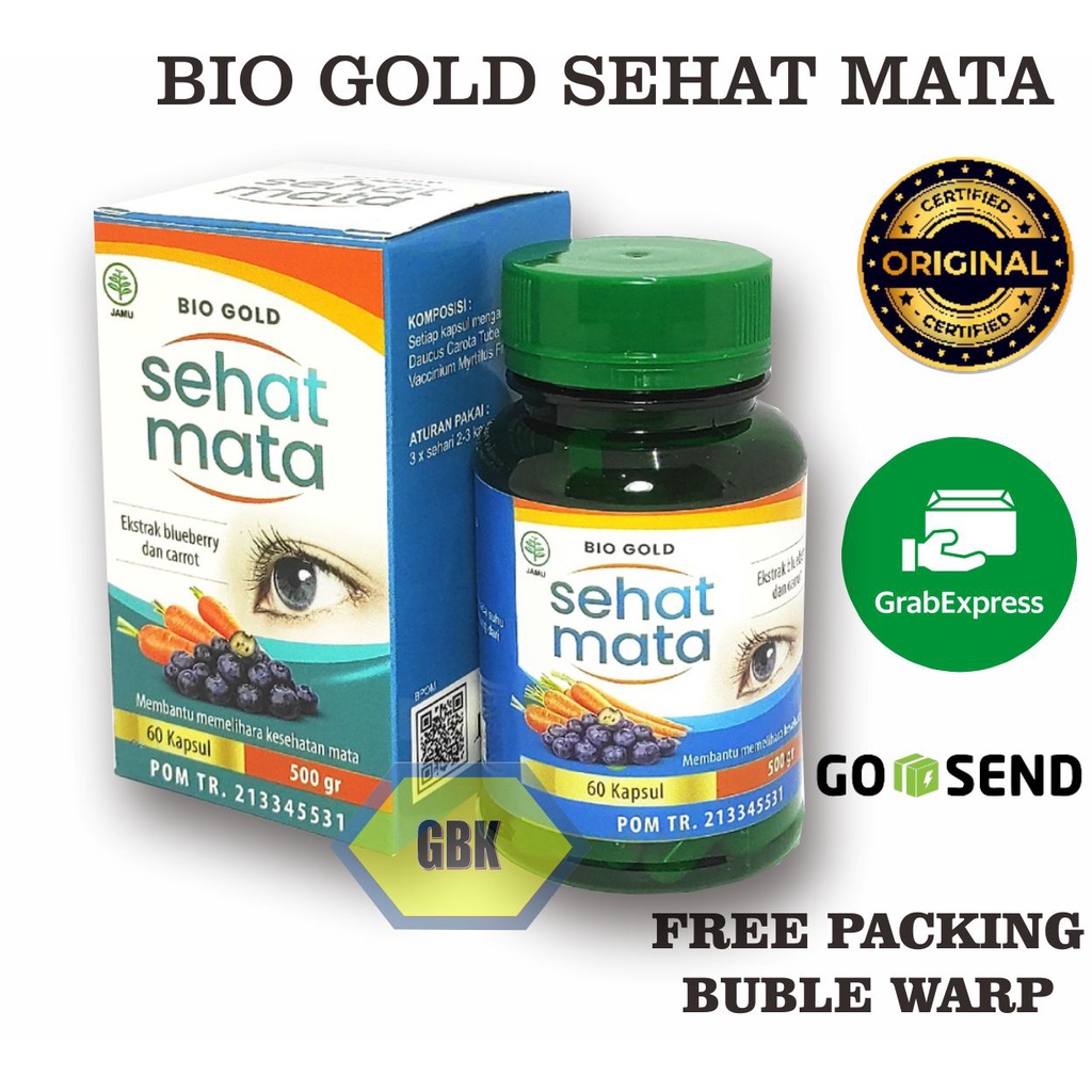 Kapsul Sehat Mata Bio Gold Ekstrak Blueberry dan Wortel Membantu Mengatasi Mata Minus Plus Silinder Katarak BPOM