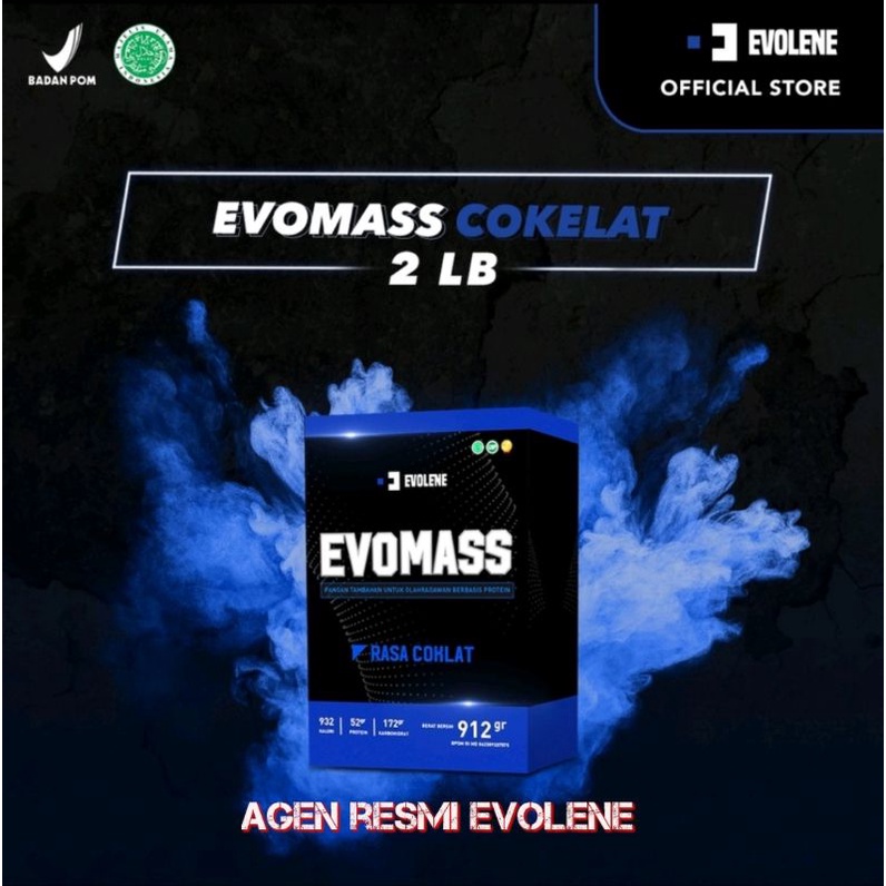 

EVOLENE EVOMASS COKLAT 2 LBS (912g), BULKING,SUSU PENAMBAH BERAT BADAN,HALAL