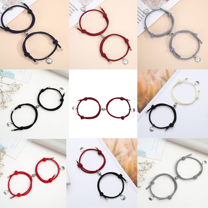 2 Pcs Gelang Magnet Couple Gelang etnik bead Tali Attract Braided Bracelet untuk Pasangan-8