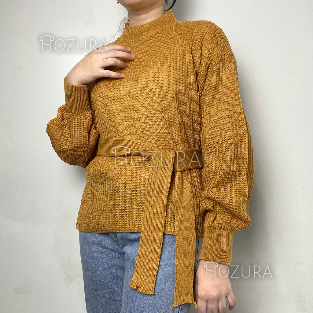 Hozura - Blus Rajut Lengan Panjang Kylie - Restock!!! Atasan Blouse Rajut Puff Import