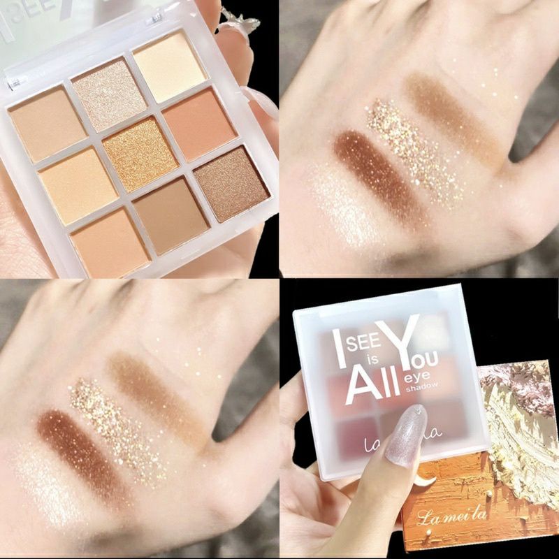 Eyeshadow matte,eyeshadow shimmer gliter,eyeshadow waterproof,tahan lama,Eyeshadow 9 warna,Eyeshadow korean look